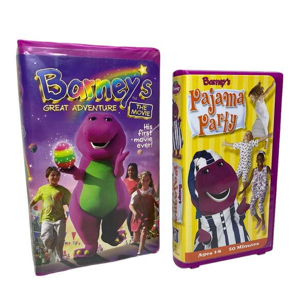 Barney's VHS Movies Bundle- Barney's Great Adventure and Pajama Party - Picture 1 of 7